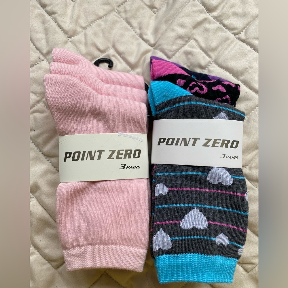 Point Zero girls Pink and Gray Socks - 6 Pairs